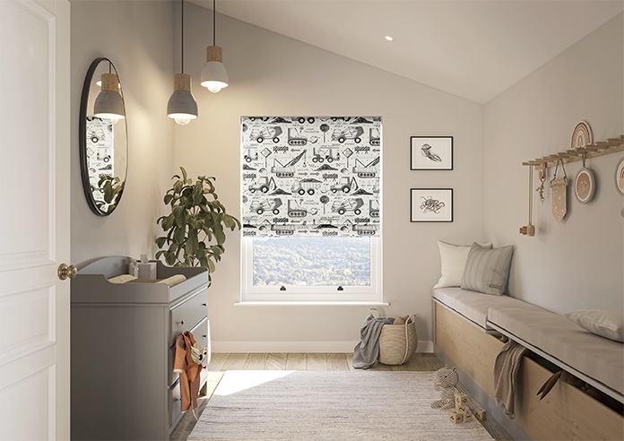 Tinker Town, Black And White - Twist&Fit Roman Blind - Image 8